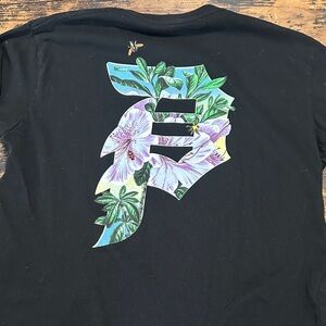 Primitive Black Tee with White Script Logo